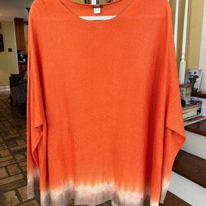 Zoe Couture knit pullover, brilliant orange with toned edges, size small